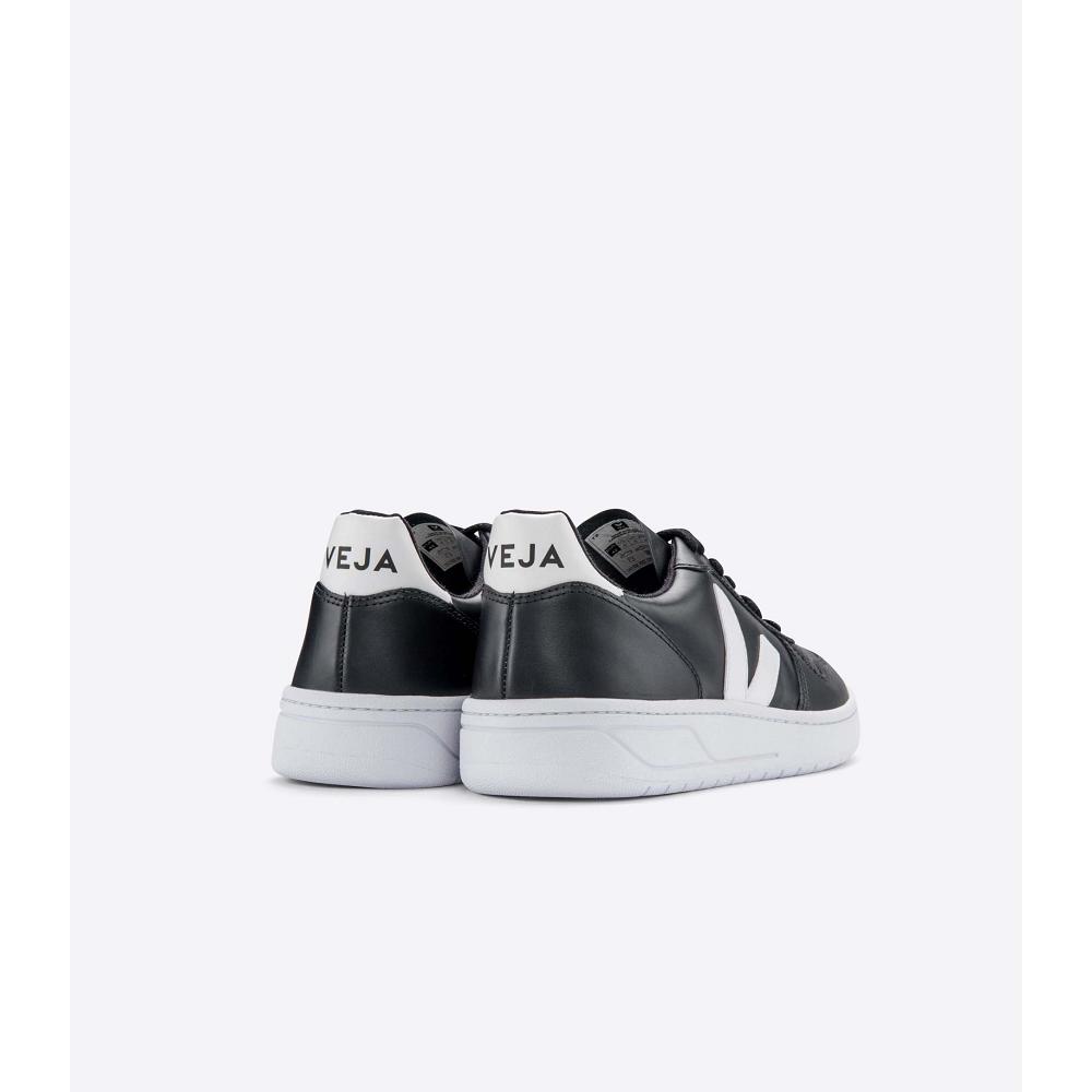 Veja V-10 LEATHER Joggesko Dame Black/White | NO 645KOR